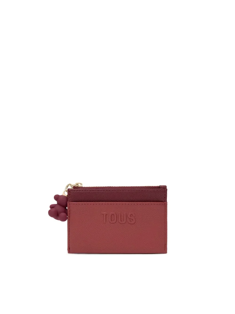 Porta-moedas/porta-cartões bordeaux TOUS Audree Saffiano - Image 3