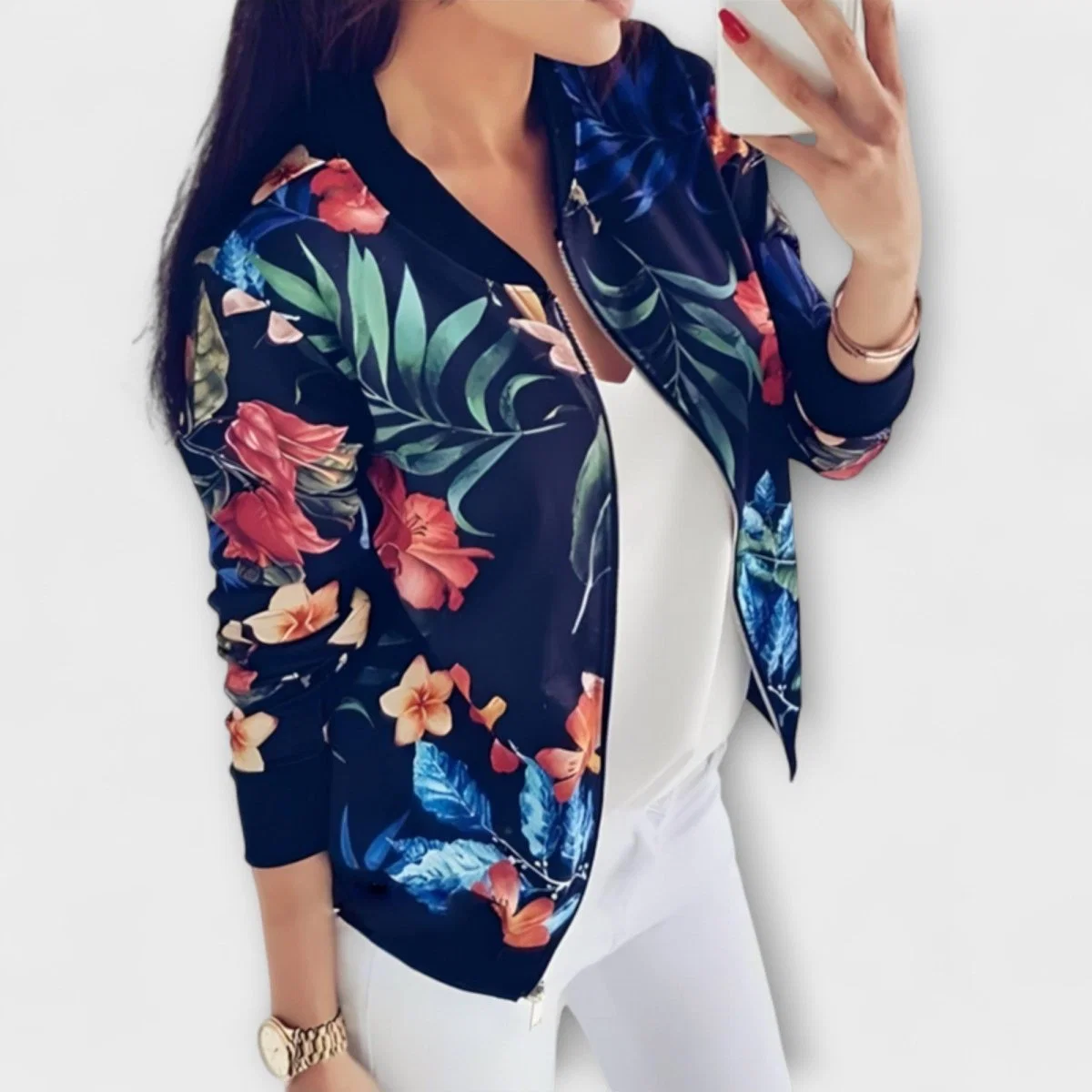 Andreia - Casaco bomber elegante com padrão floral - Image 8