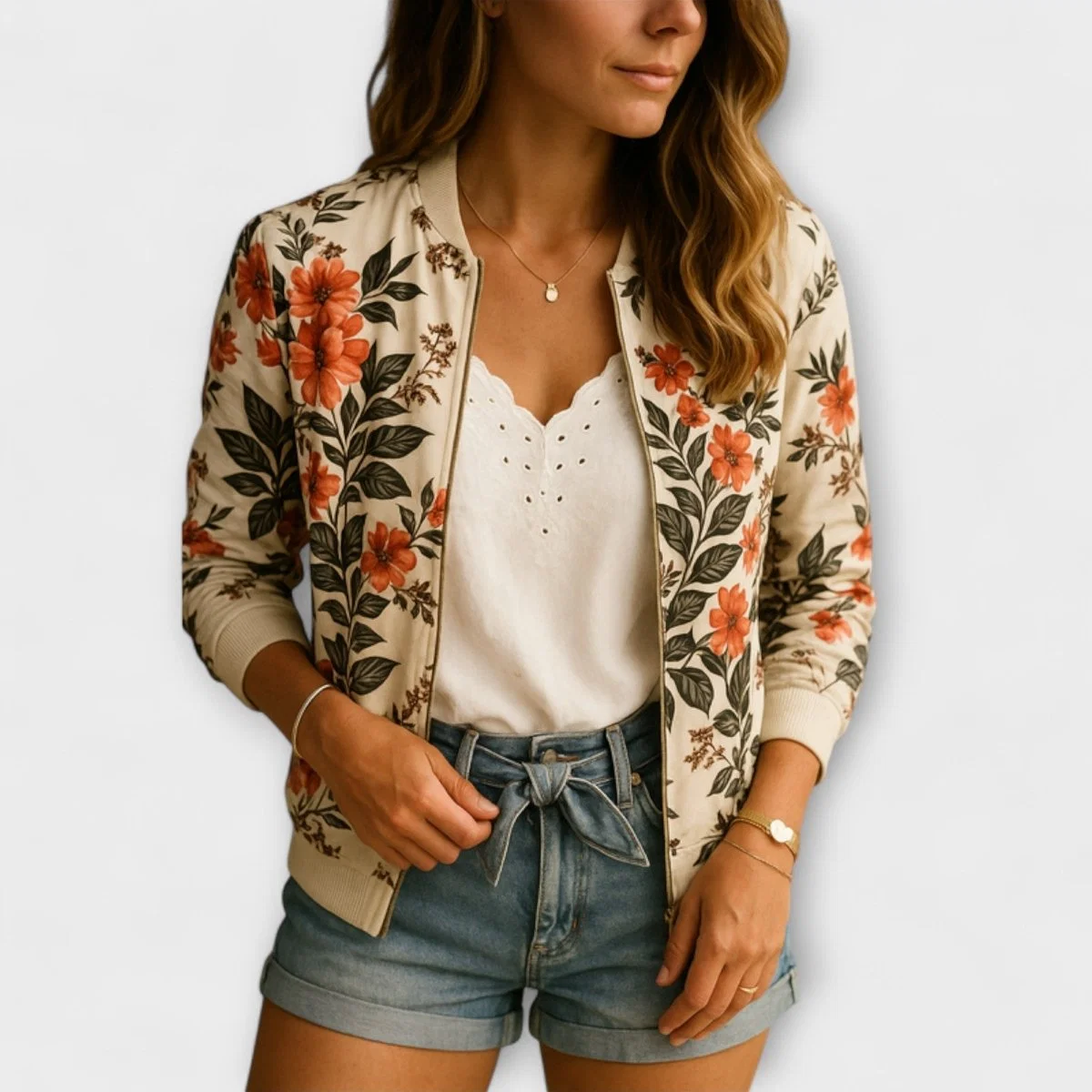 Andreia - Casaco bomber elegante com padrão floral - Image 7