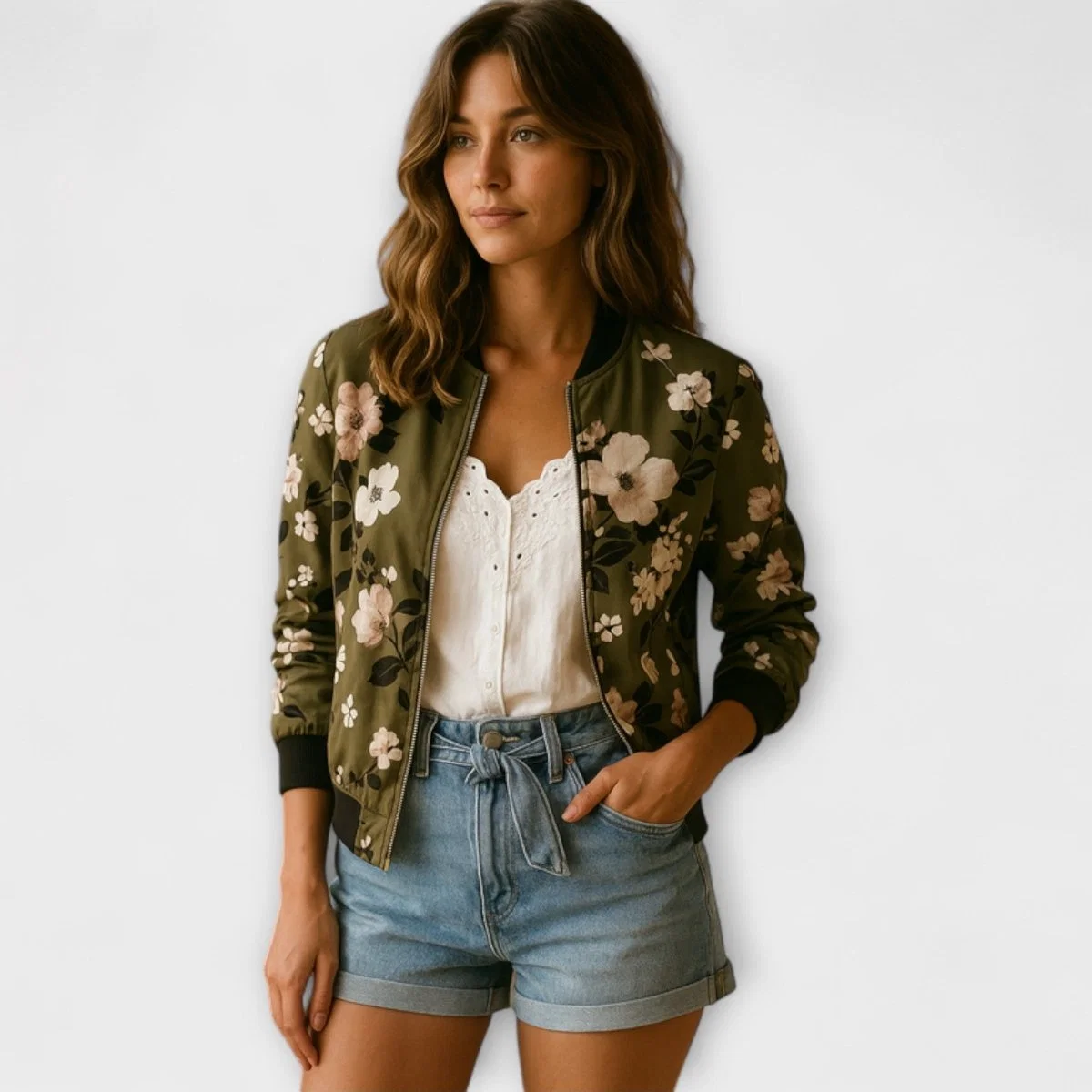 Andreia - Casaco bomber elegante com padrão floral - Image 5