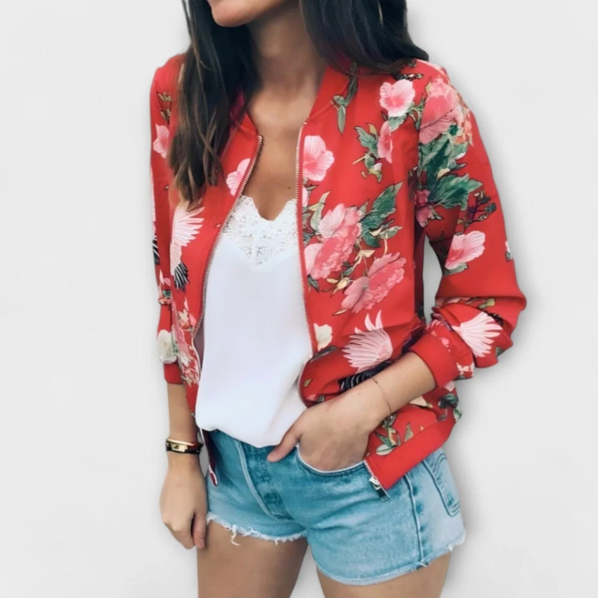 Andreia - Casaco bomber elegante com padrão floral - Image 6