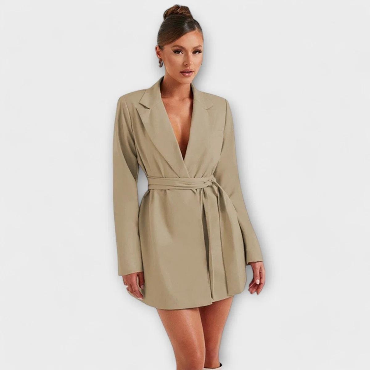 Vestido blazer com decote em V - Image 3